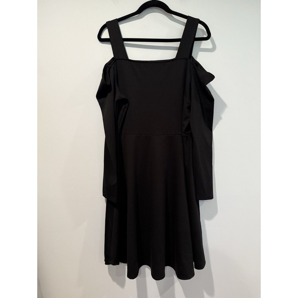 Mossimo Cold Shoulder Dress XXL Black Stretch Minimalist Travel Whimsigoth